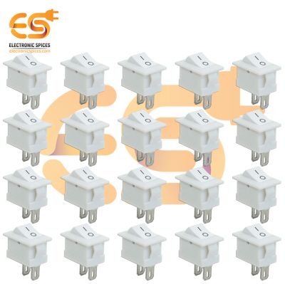 KCD11 3A 250V AC 2 pin SPST White Color Mini Plastic Rocker Switch Pack of 100